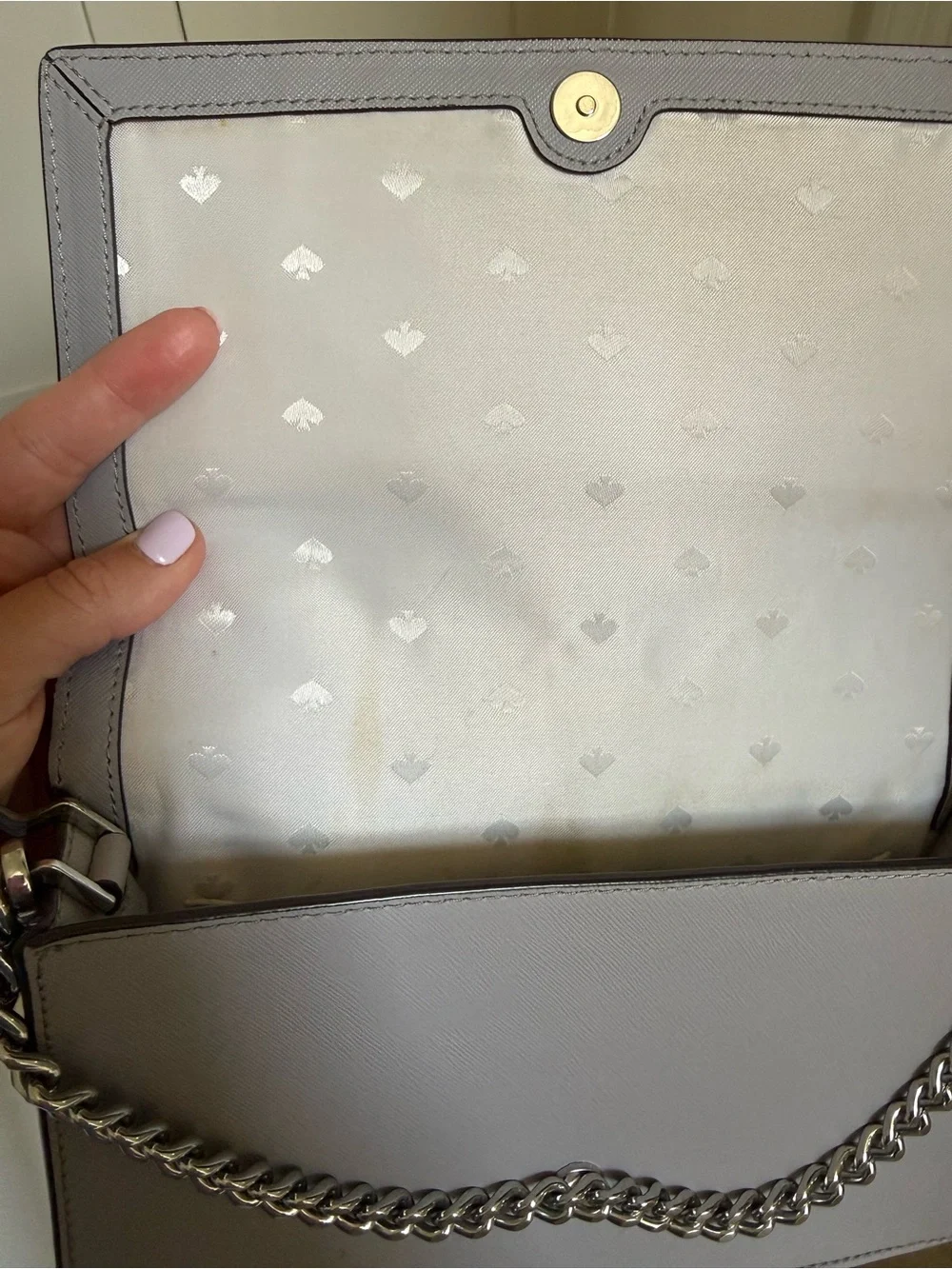 kate spade gray Saffiano Chain-Accent Crossbody